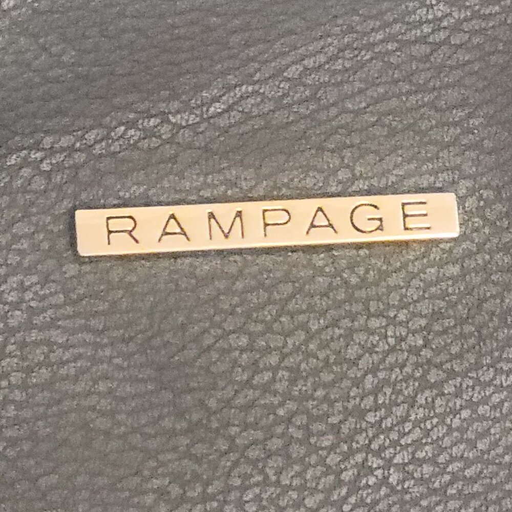 Rampage Gray Faux Leather Tote Bag With Gold Zippers & Double Straps - Picture 3 of 15